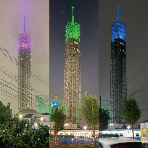 油絵　電波塔 今日のジオラマの写真は山形新幹線 つばさを並べてみました